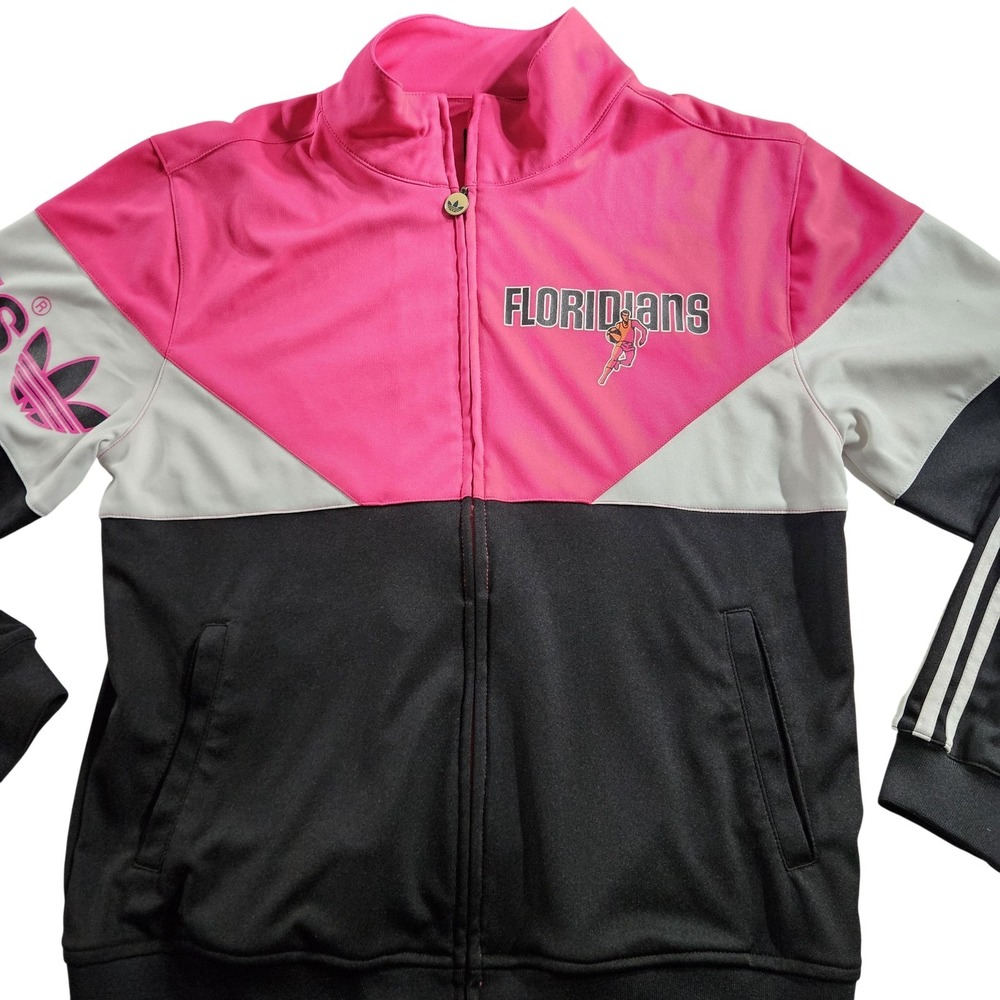 Floridians Jacket Mens Large Pink Black ABA Basketball Adidas Full Zip Track‎